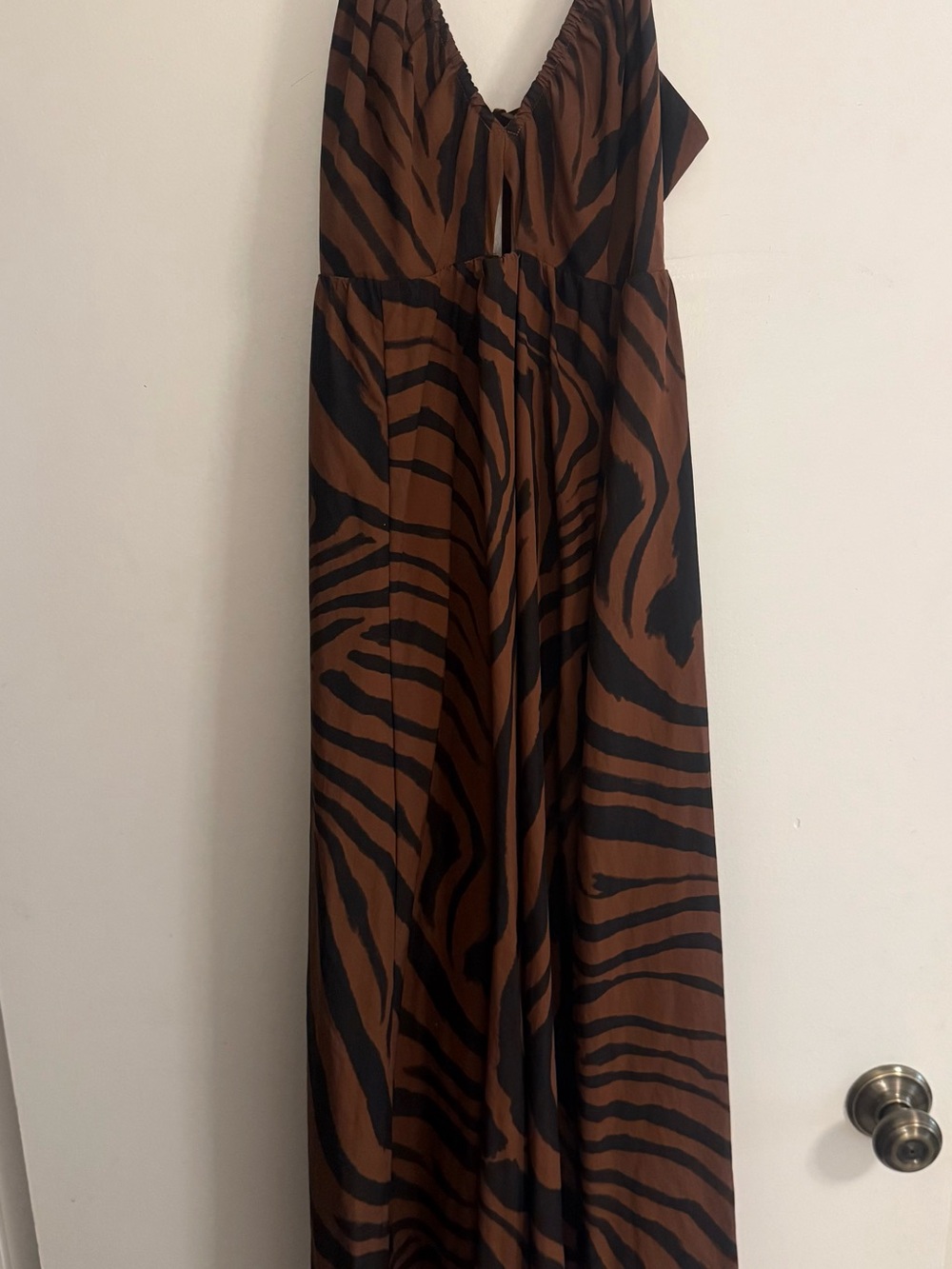 H&M Brown and Black Zebra-Print Midi Dress